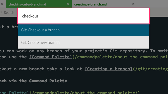 Git: Checkout in the Command Palette