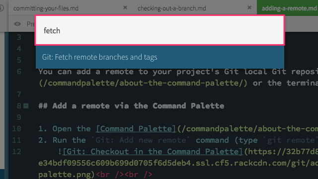 Git: Fetch in the Command Palette
