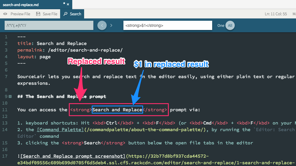 Search and Replace with regex result