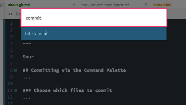 Git: Commit in the Command Palette
