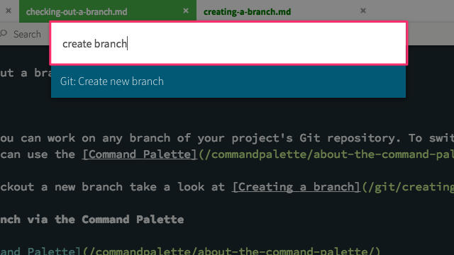 Git: Create new branch in the Command Palette
